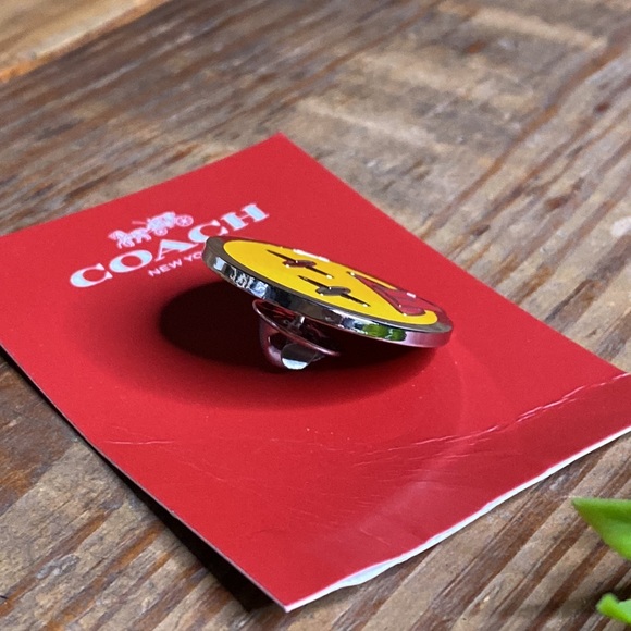Coach Cute Yellow Emoji Sticking His Tongue Out with X for Eyes Enamel Pin 😝 - Picture 9 of 11